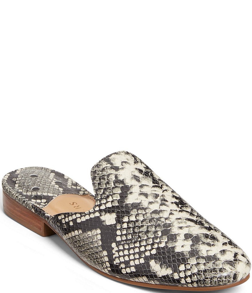 Jack Rogers Delaney Snake Print Leather Mules