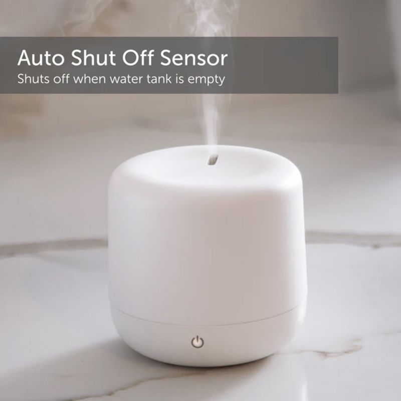 Noma CTI0437332 0.1 Liter Portable Travel Office Ultrasonic Cool Mist Small Room Portable Humidifier with 8 Hour Runtime and Automatic Shutoff, White