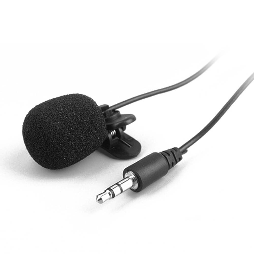 External Clip-on Lapel Microphone 3.5mm Jack Highly Sensitive Phone MIC Handsfree Wired Condenser Mic for Teaching Speeching Black