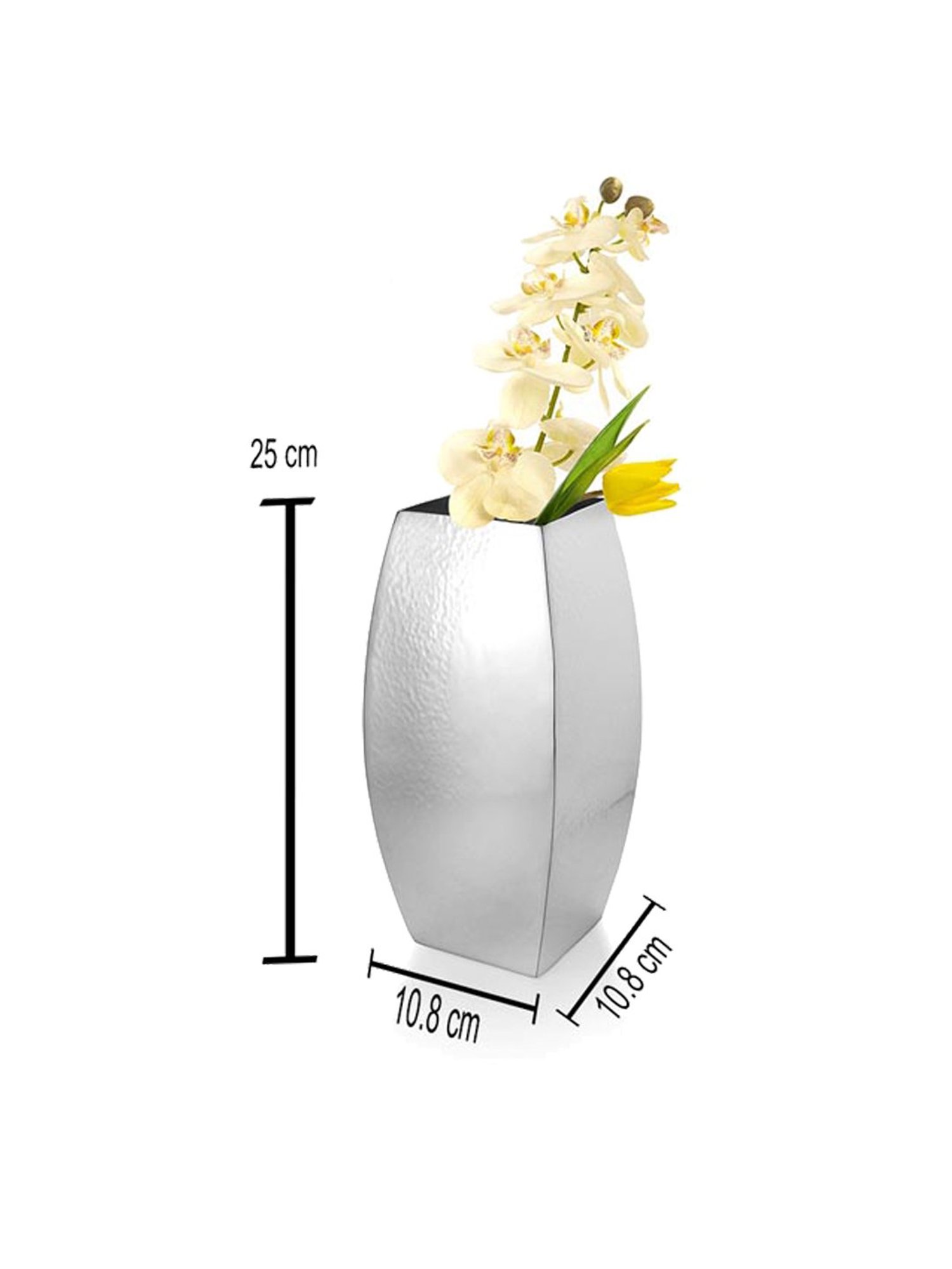 Episode Silver Plated Flower Vase Square Semi Hammered - Medium