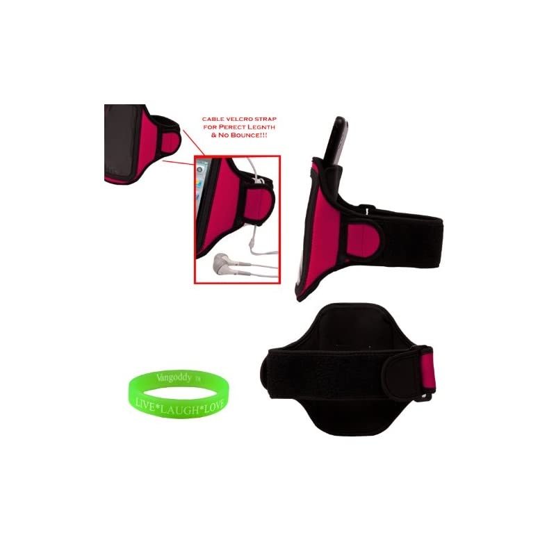 OEM VG Brand Magenta Armband with Sweat Resistant Lining and Unique Key Pocket for Nokia Lumia 920 Smart Phone + VanGoddy Wrist Band