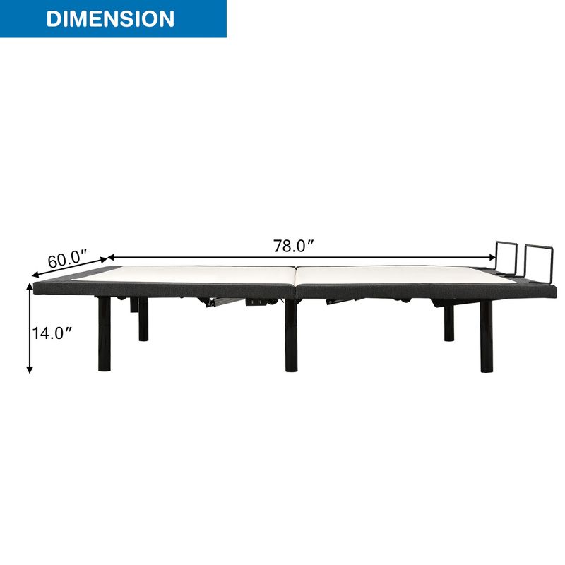 Costway Queen Size Adjustable Bed Base Electric Bed Frame w/ Massage Modes