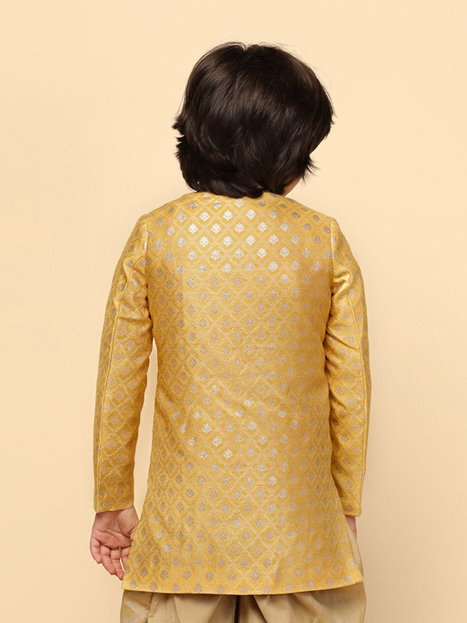 AJ Dezines Kids Black Embellished Full Sleeves Sherwani with Pants