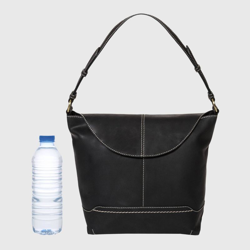 Bolo Leather Snap Flap Closure Crossbody Bag - Black