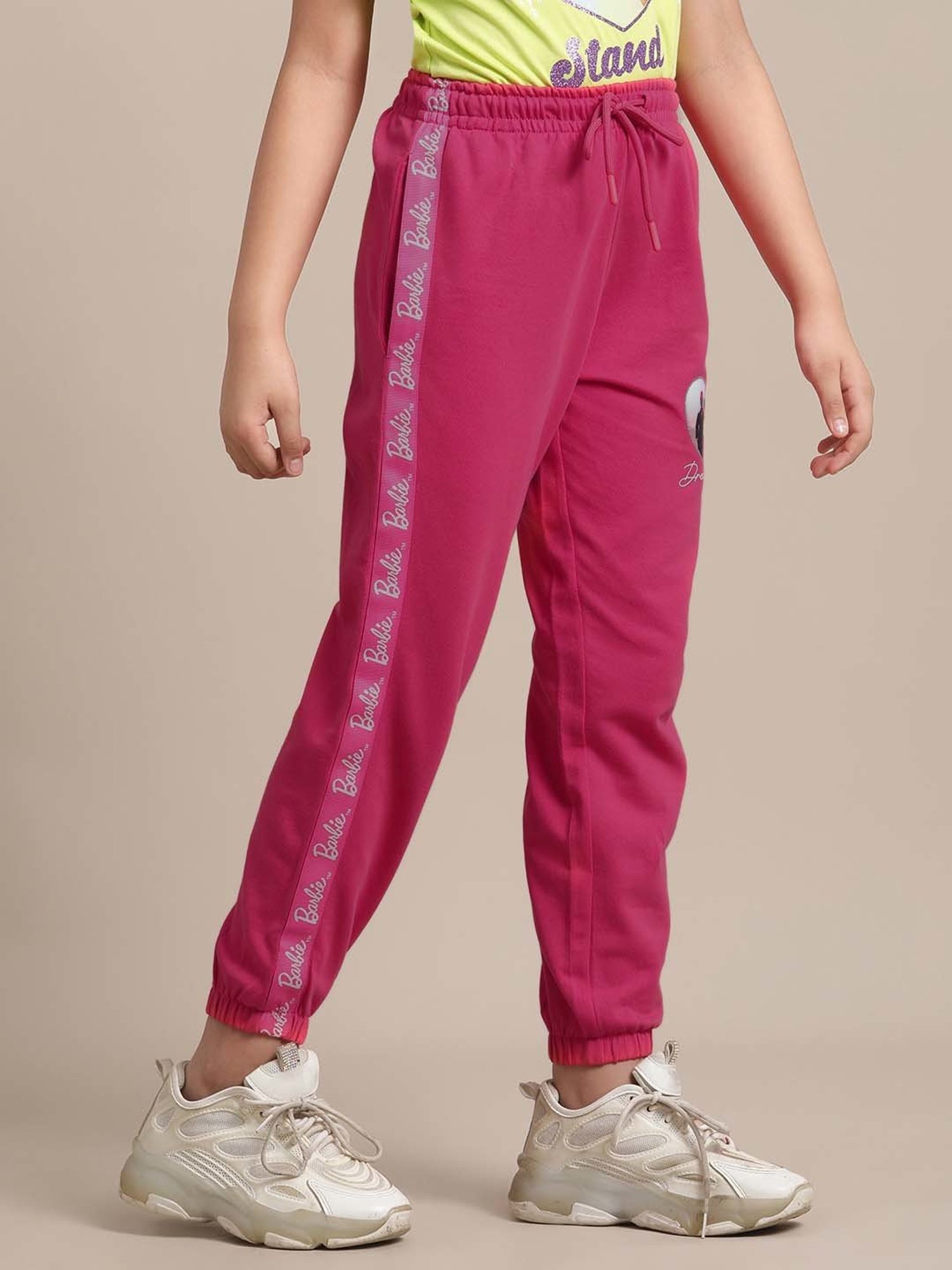 Kidsville Pink Cotton Printed Joggers