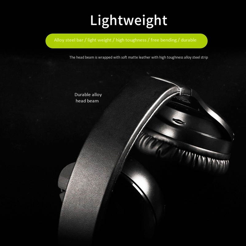 Wireless Bluetooth Gaming Headset, Stereo Noise Reduction Folding Headphone Wired earphone With Built-In Microphone and 3.5MM Audio Cable for Mobile Phones, Tablets, Computers (Black)