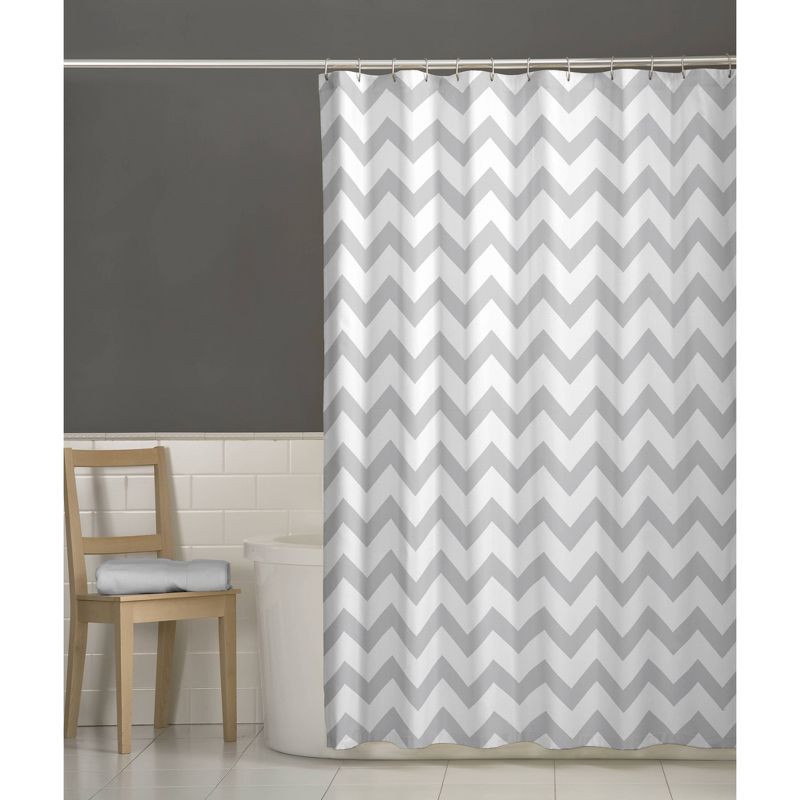 Chevron Shower Curtain Gray/White - Zenna Home
