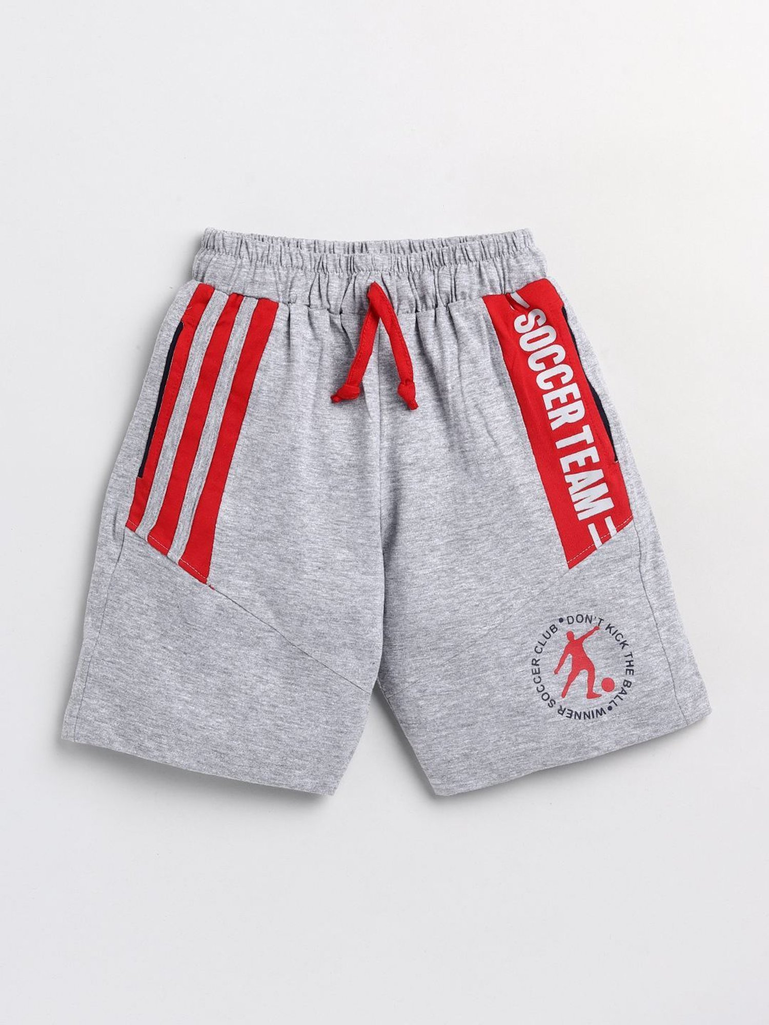 Todd N Teen Kids Grey & Red Cotton Printed Bermunda