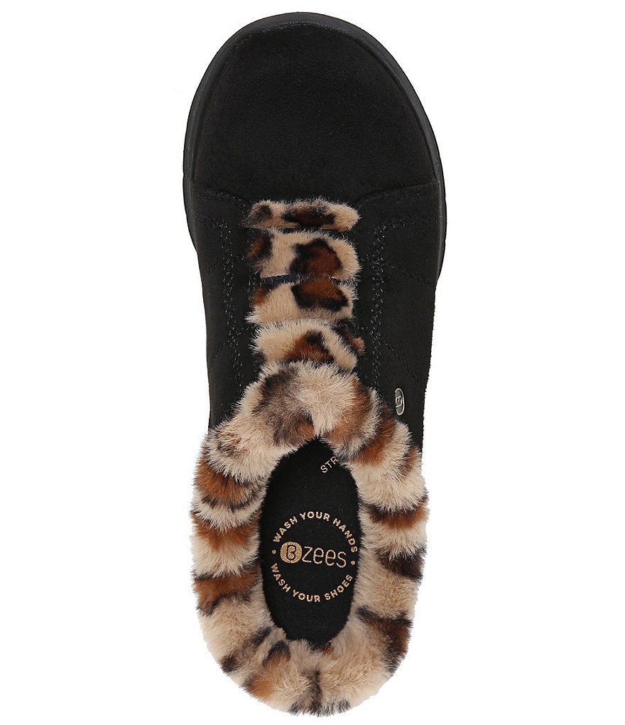Bzees Golden Cozy Washable Slip-On Leopard Print Faux Fur Mules