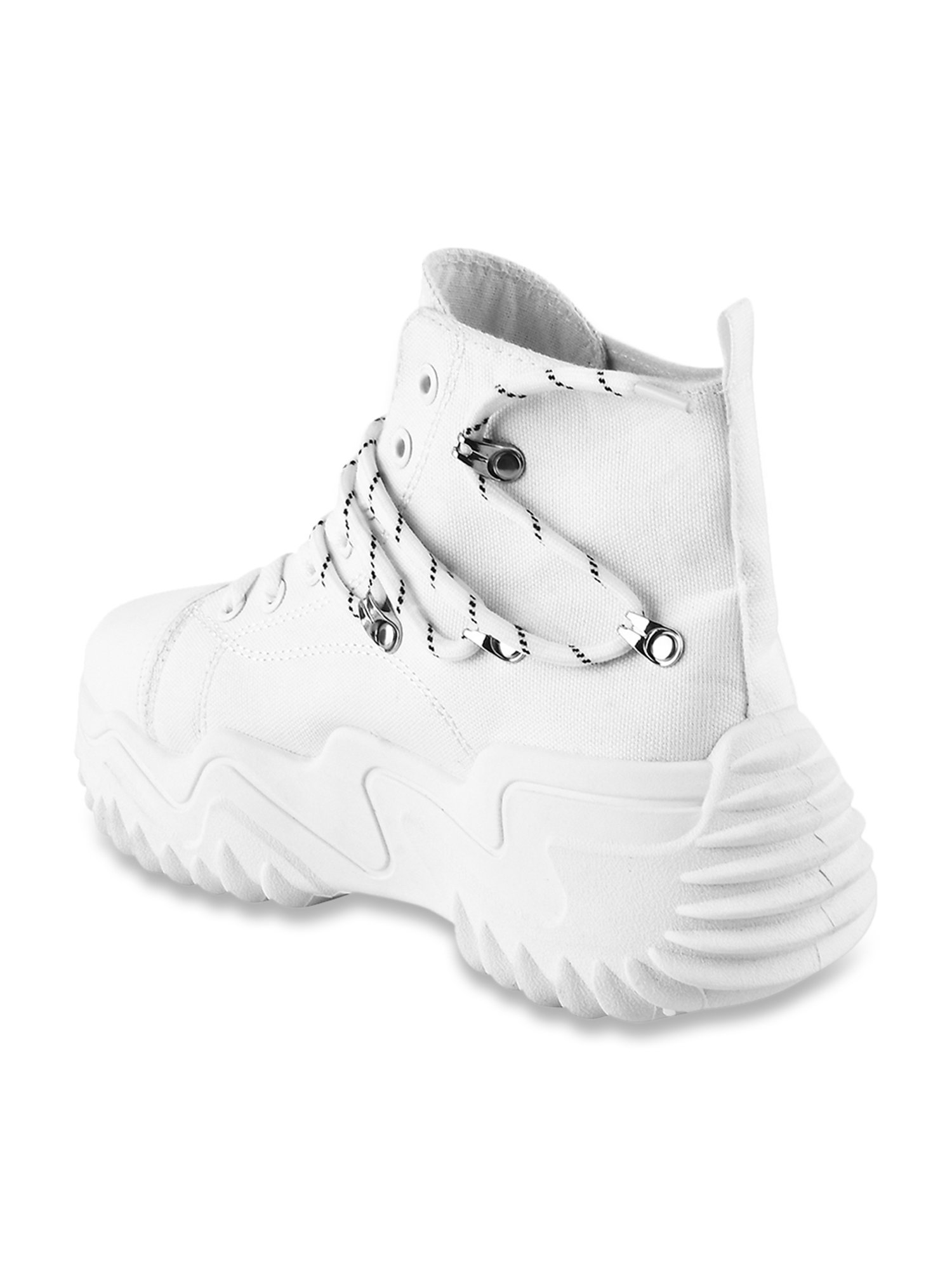 The White Pole Women's White Ankle High Sneakers