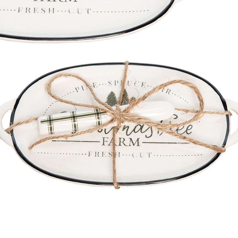 7pc Stoneware Beautiful Flower Party Serving Set White - Elama