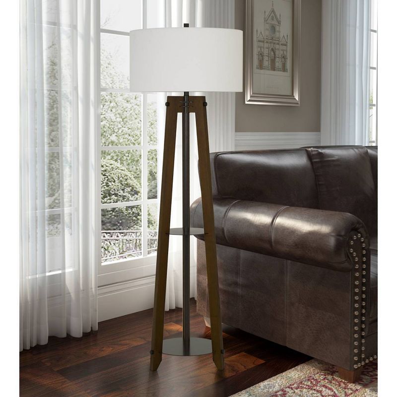 65" 3-way Bilzen Ash Wood Tripod Floor Lamp Walnut - Cal Lighting