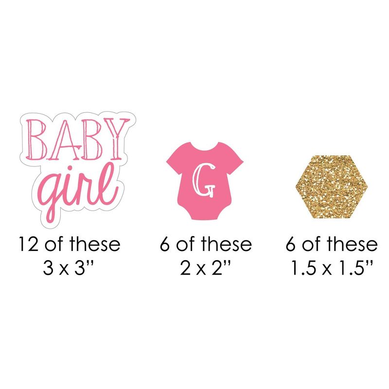 Big Dot of Happiness Baby Girl Paper Straw Decor - Baby Shower Striped Decorative Straws - Set of 24