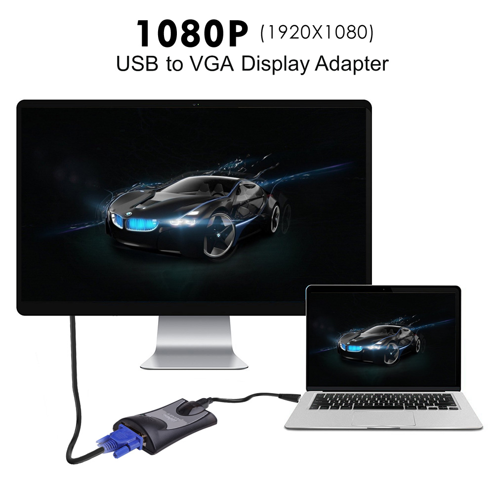 Wavlink USB to VGA Video Graphics Adapter Multiple Displays up to 1920x1080 (Supports Windows 10, 8.1,7, XP ) DisplayLink DL-165 graphics chipset Connects Extra Monitor ( HDTV, LCD, Projector )
