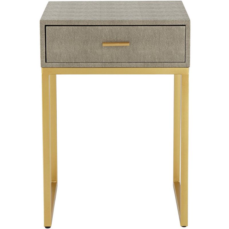 55 Downing Street Govea 14" Wide Gray Faux Shagreen and Gold 1-Drawer Side Table
