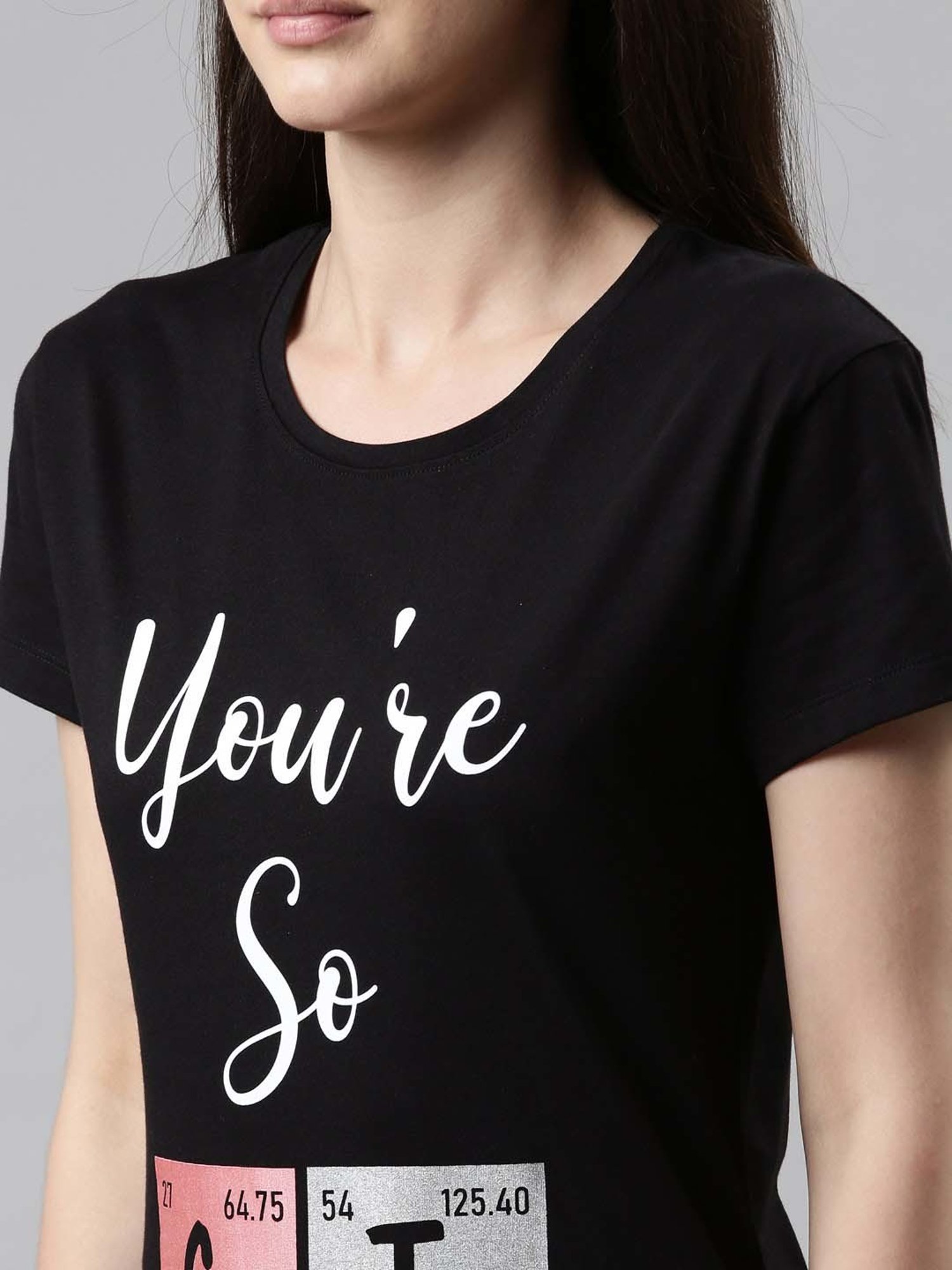 TWIN BIRDS Black Printed Sleep Tee