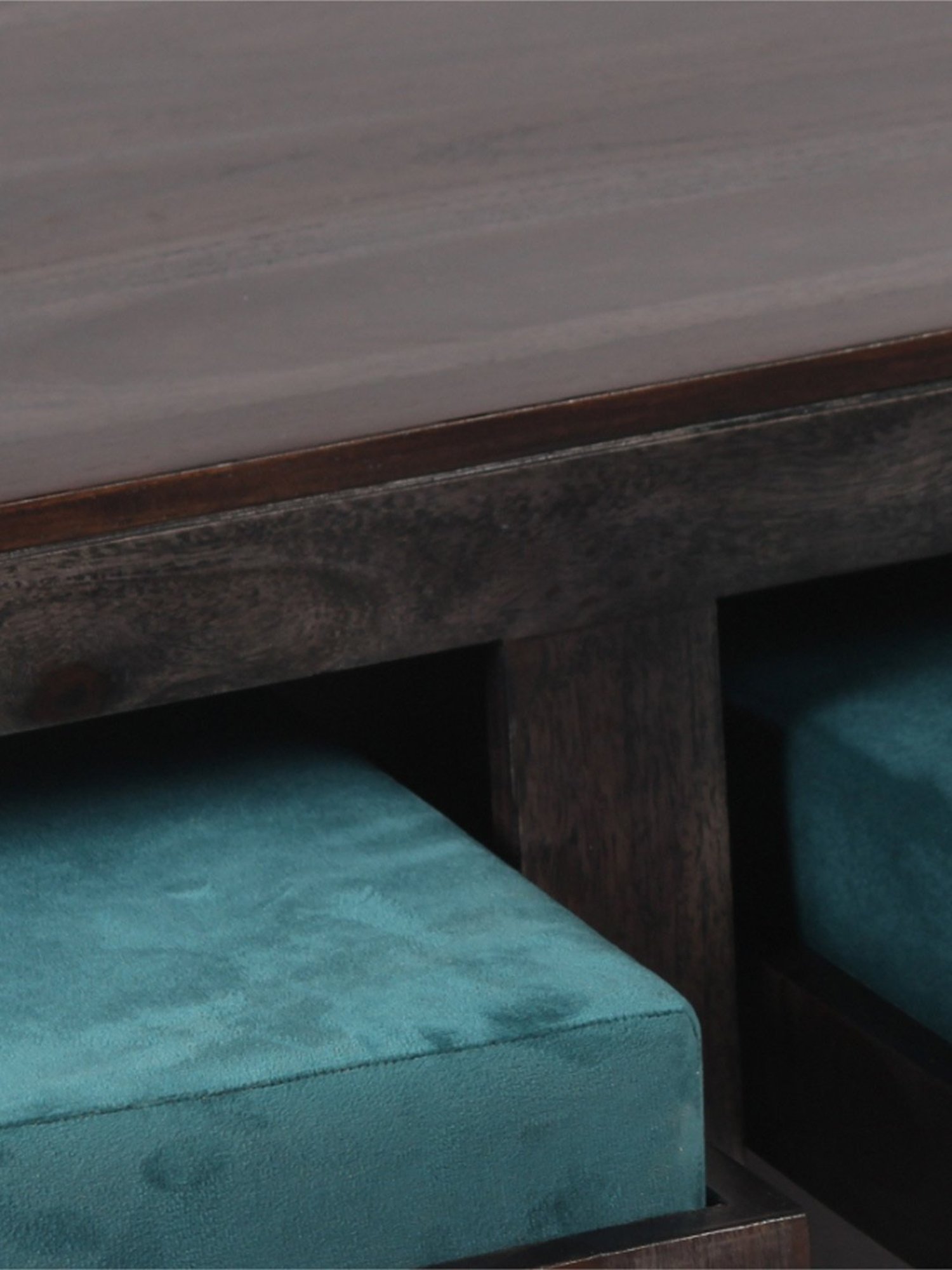 Ikiriya Irish Blue & Dark Brown Wood Coffee Table for Living Room Mahogany Finish