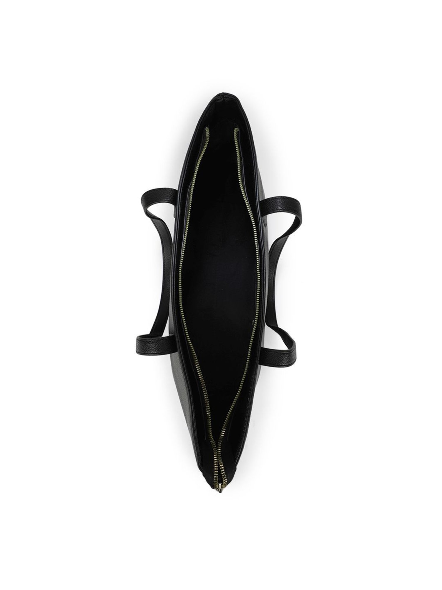 Tyra Daisy Black Solid Faux Leather Tote Handbag