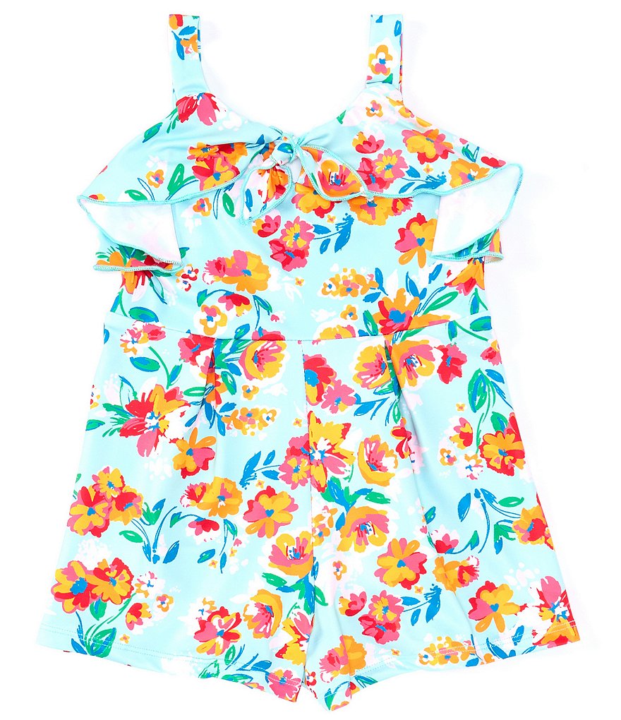 Rare Editions Little Girls 2T-6X Floral Tie-Front Romper
