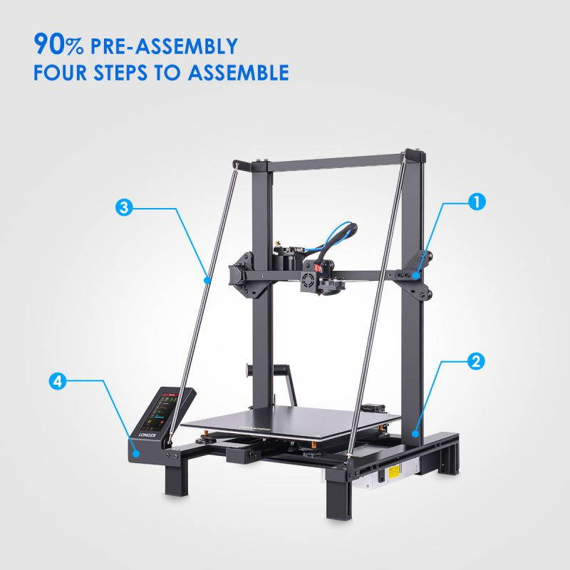 LONGER LK5 Pro 3D Printer, Open Source with Large Print Size 300x300x400mm, Tempered Glass Platform, Diagonal Rod Resume Printing