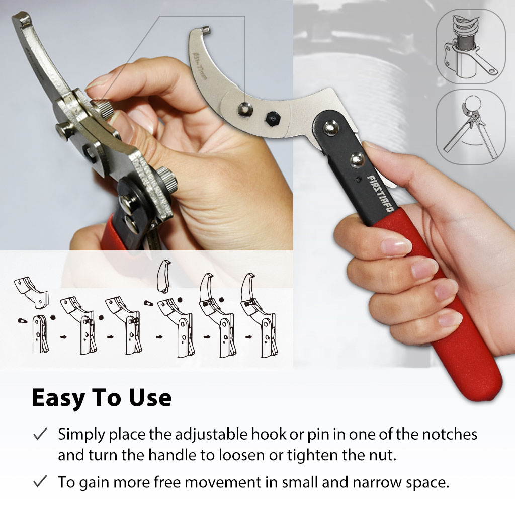 FIRSTINFO Adjustable Universal Pin & Hook Wrench Spanner 11 Piece Shock Absorber Tool Kit with Carrying Case For Suspension Collar, Normal Industrial Use