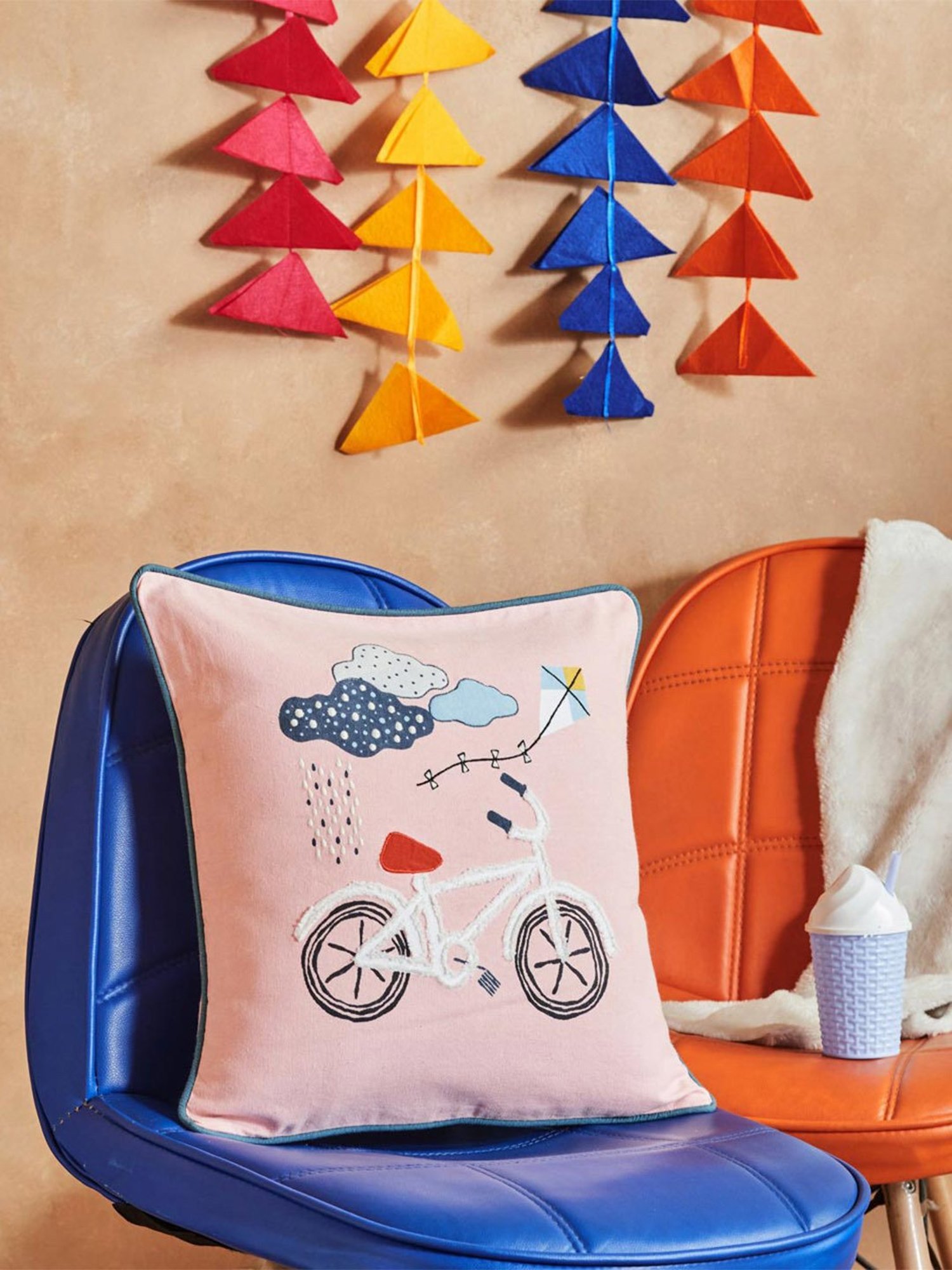 Fabindia Home Bon Voyage Multicolor Cotton Cushion Cover