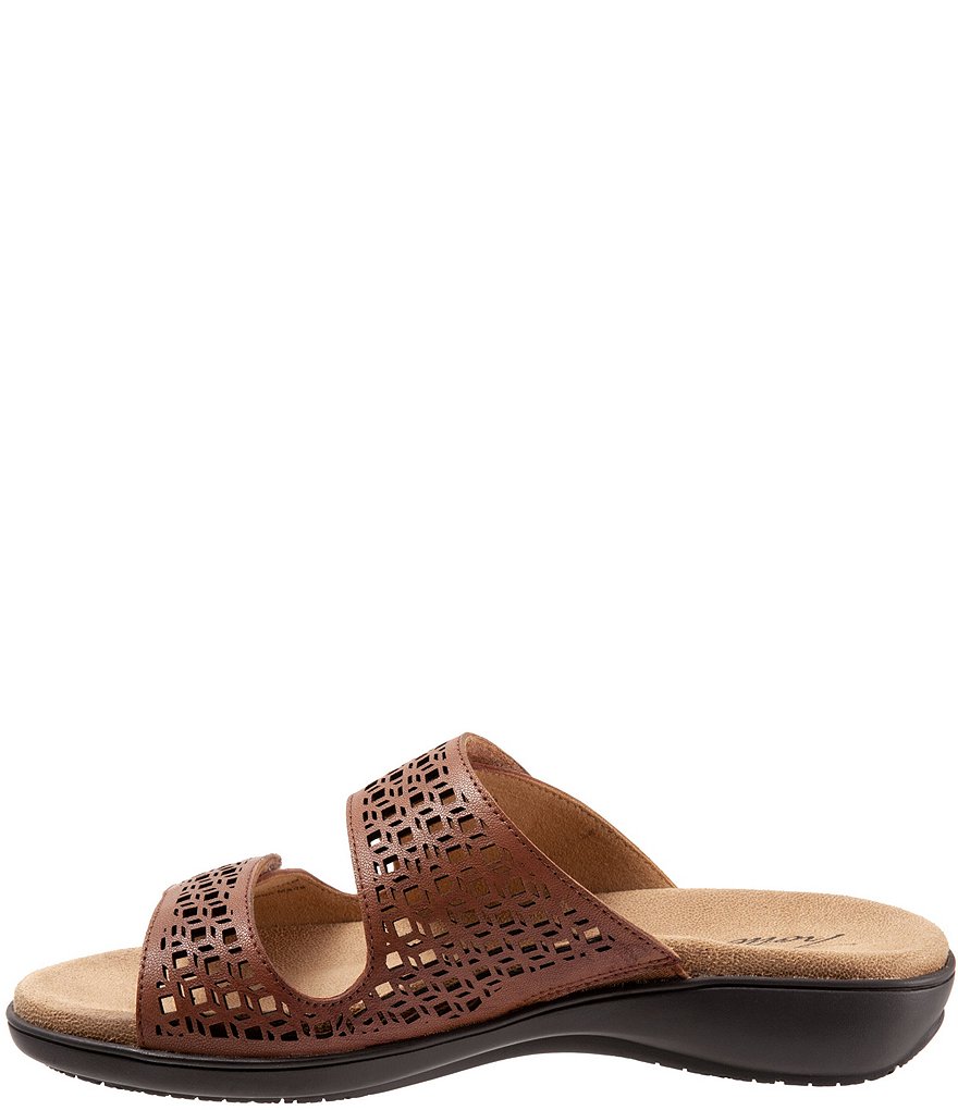Trotters Ruthie Cutout Leather Hook and Loop Slide Footbed Sandals