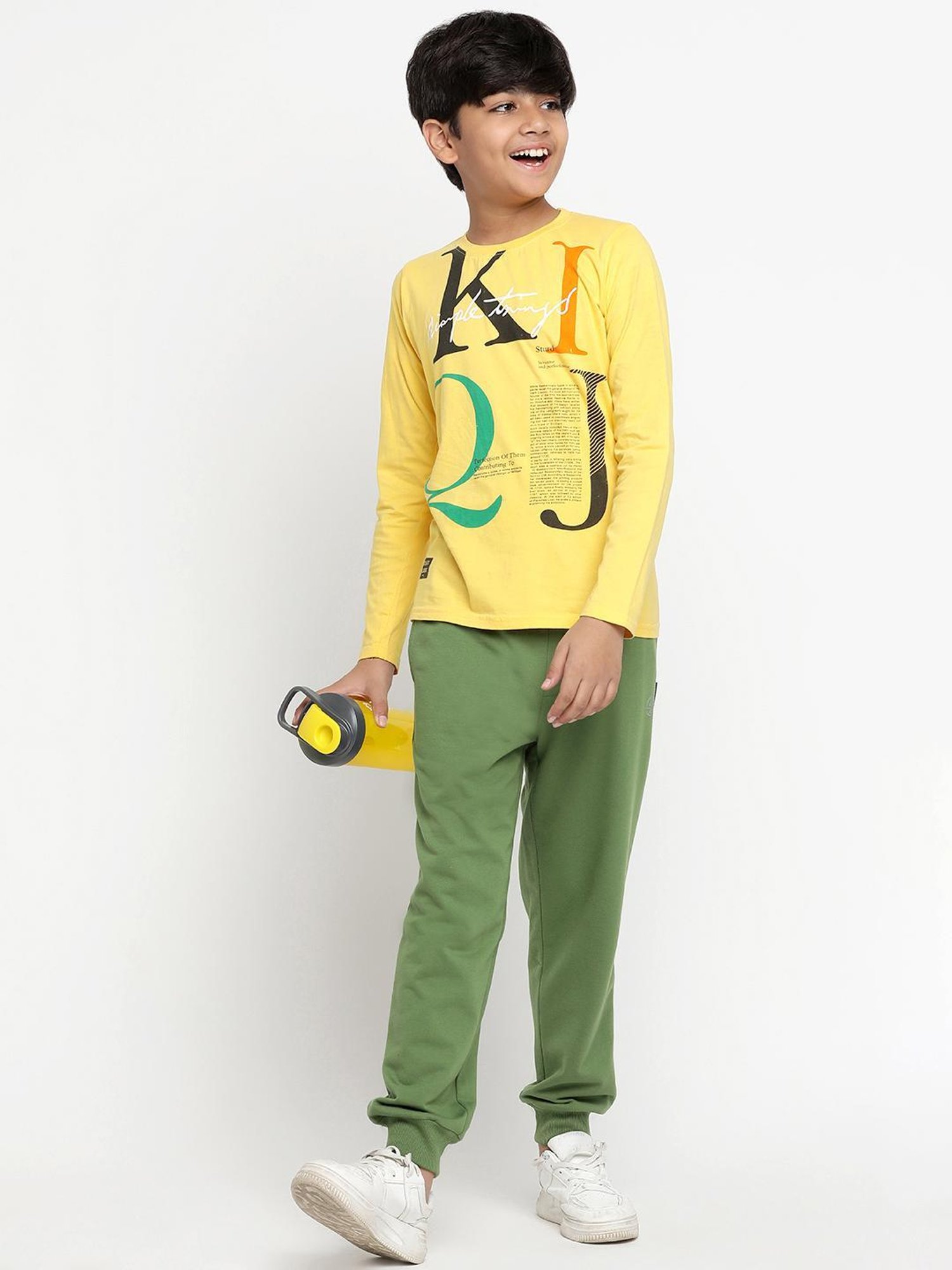 Lil Tomatoes Boys Olive Solid Trackpants