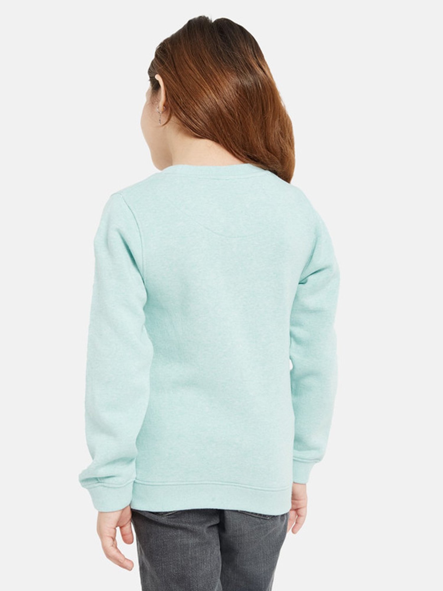 METTLE Kids Aqua Blue Printed Full Sleeves Sweatshirt