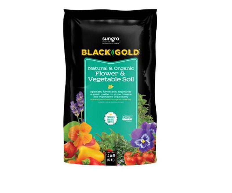 SunGro Black Gold Outdoor Natural and Organic Garden Flower and Vegetables Blend Potting Soil Mix for Outdoor Plants, 1.5 Cubic Foot Bag (4 Pack)
