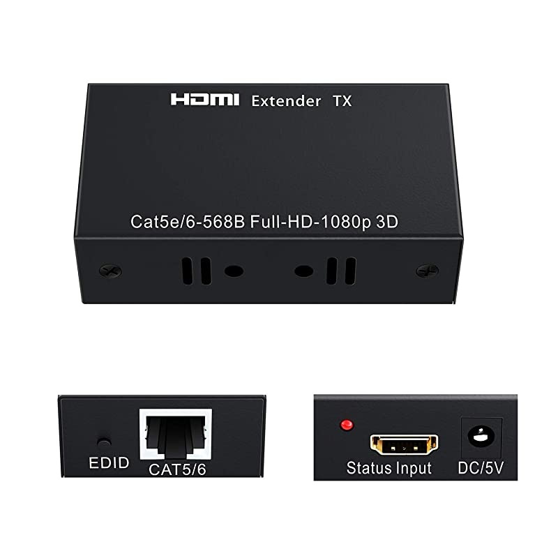 HDMI Extender, 196ft/60m 1080P HDMI Extenders Over Single Cat 5E/6/7 Support 1080p,3D,HDMI 1.4a,HDCP,EDID