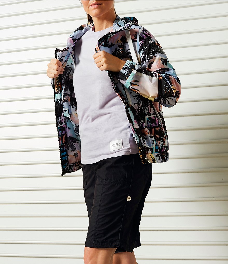 Calvin Klein Performance Printed Full Zip Hooded Jacket