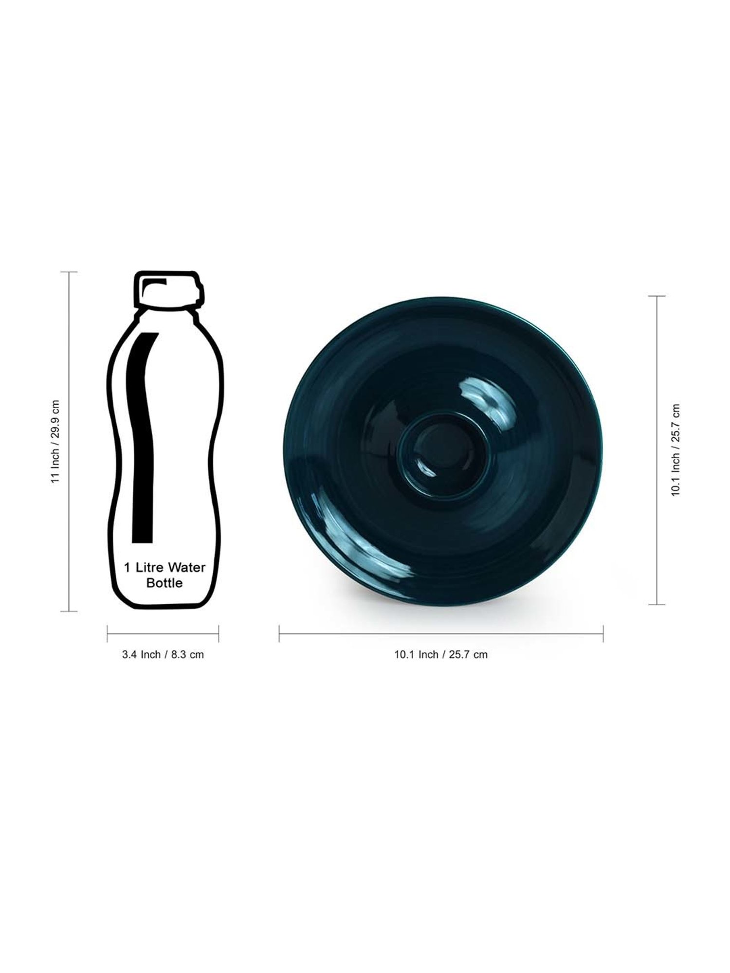 ExclusiveLane Teal Forest Dark Teal Ceramic Dip Serving Platter (0.04 L)