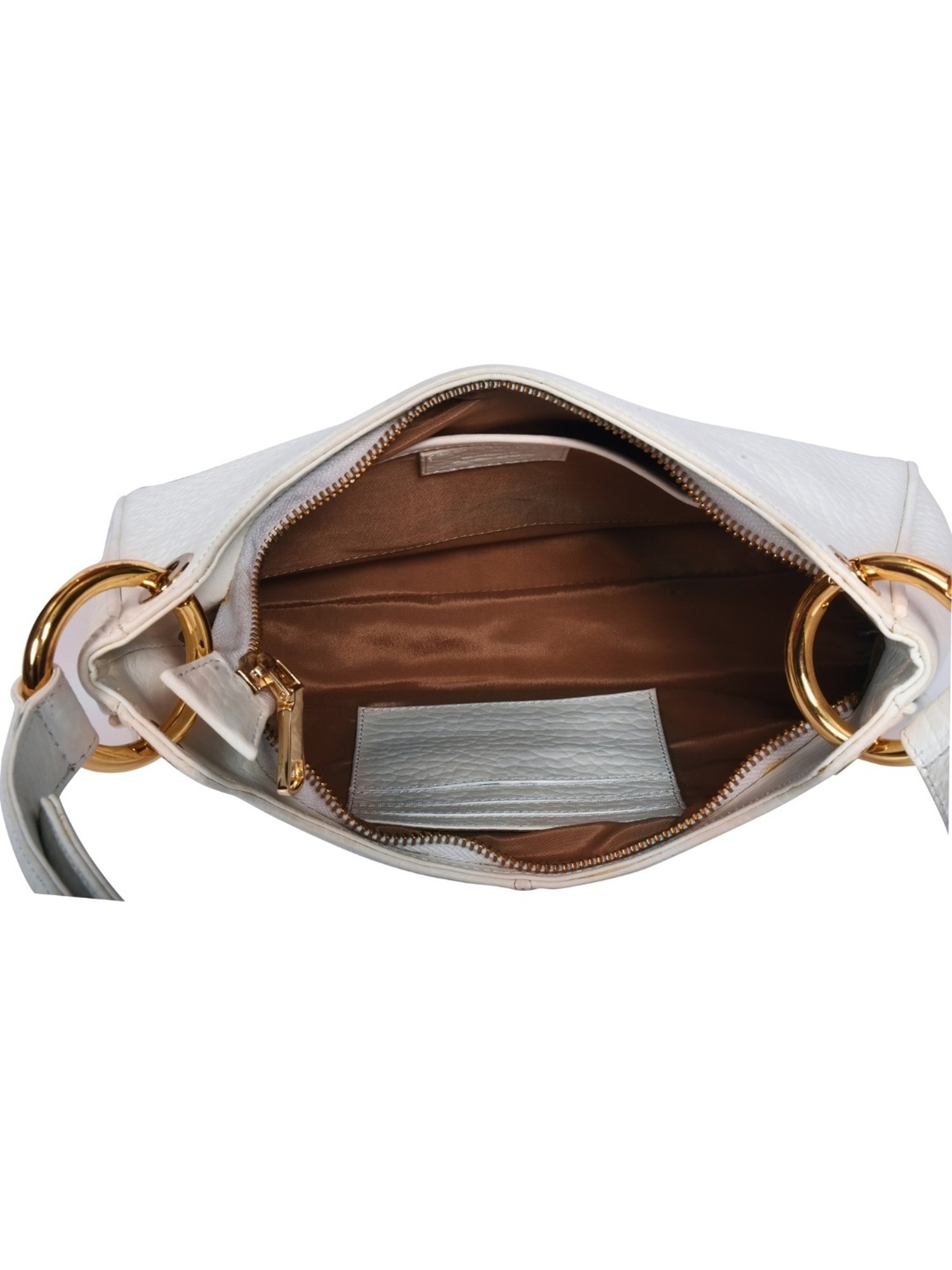 SASSORA FRIDA White Leather medium Hobo Bag