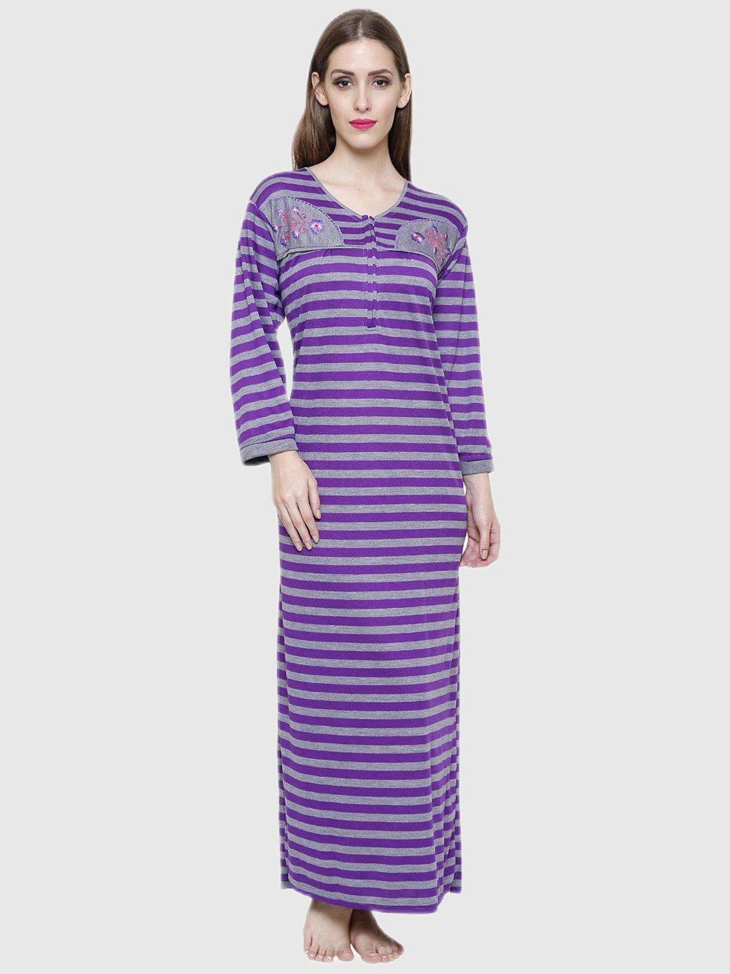 Secret Wish Purple Stripes Night Dress