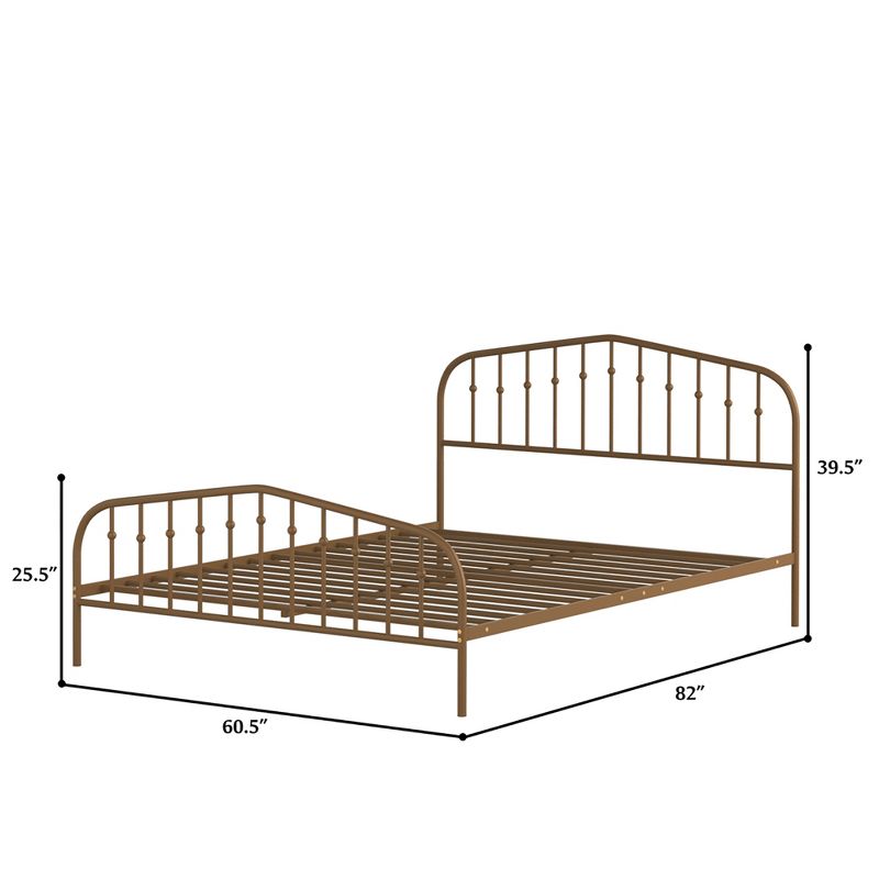 Costway Queen size Metal Bed Frame Steel Slat Platform Headboard Bedroom Antique Brown