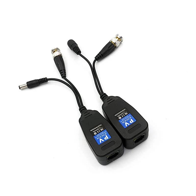 Passive Video Balun with Power Connector and RJ45 CAT5 Data Transmitter 1 Pair Transmitter and Transceiver BNC Twisted Pair