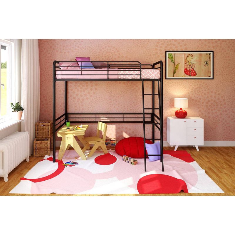 Twin Metal Loft Bed Black - Room & Joy