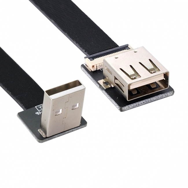 Jimier 2.0M Up Angled USB 2.0 Type-A Male to Female Extension Data Flat Slim FPC Cable for FPV & Disk & Scanner & Printer