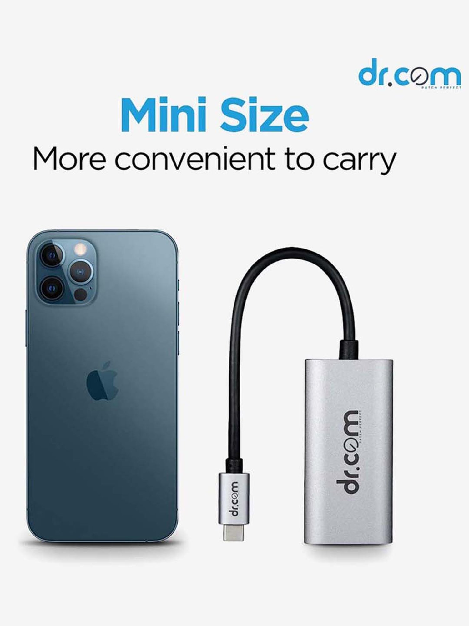 Dr.Com DCH-300 3-in-1 USB C to HDMI and USB 3.0 Adapter with upto 100W Charging (Grey)