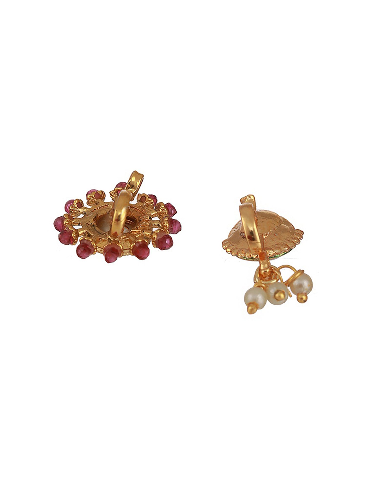 Aatmana Gold-Plated & White Kundan Studded Pear Shaped Nose Pin - Set of 2