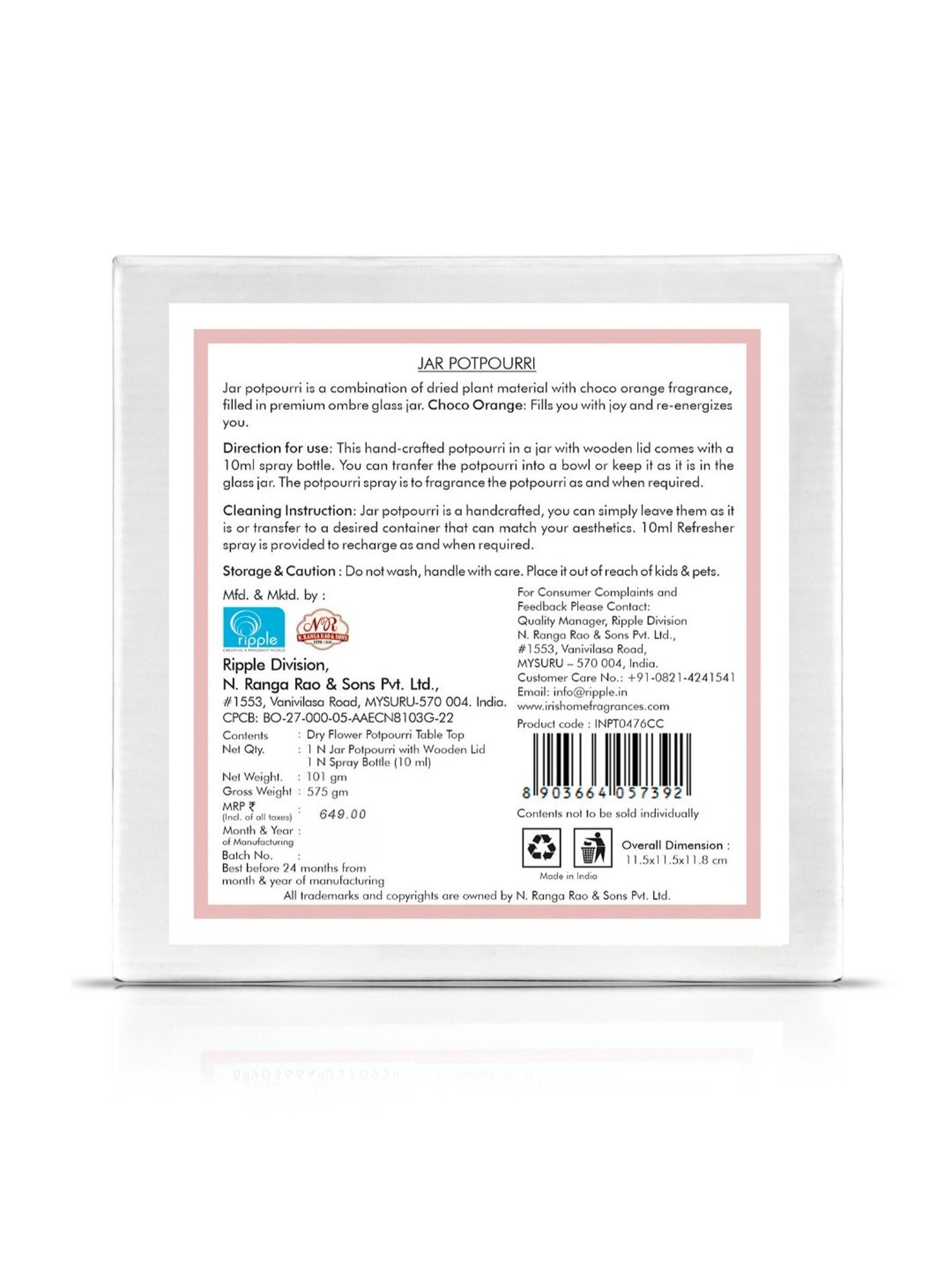 IRIS Choco Orange Multicolor Jar Potpourri (10ml)