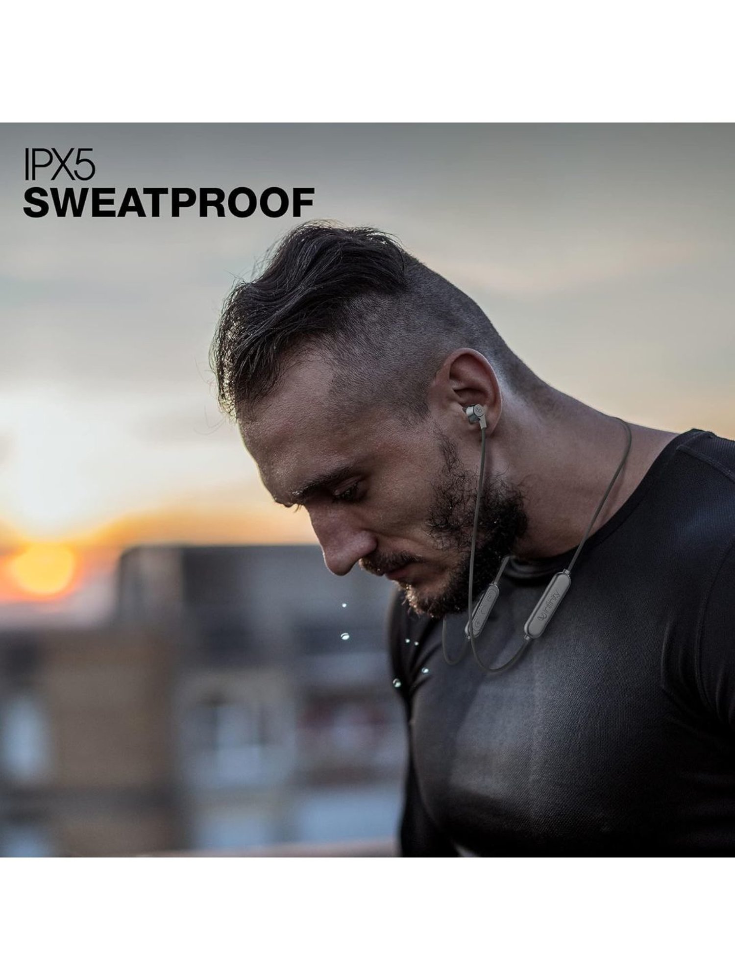 Infinity by Harman Tranz 300 Dual EQ Deep Bass Wireless Neckband Microphone (Charcoal Black)