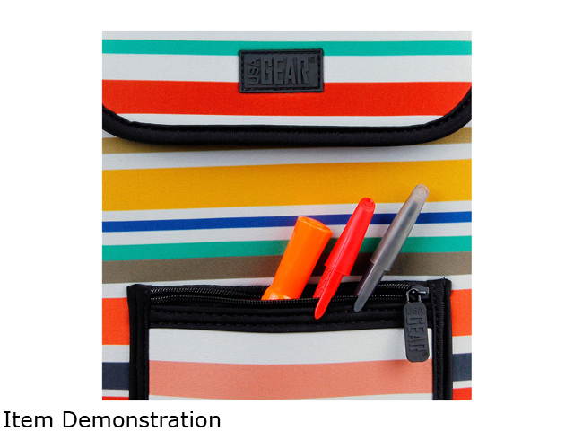 Neoprene Protective Sleeve Case for Wacom Drawing Pen Pads and 10" Tablets by USA Gear - w/ Zipper Pocket & Carrying Handle - Fits Intuos Draw, Art, Photo, 3D, Comic, Bamboo, Pen and Touch (Striped)