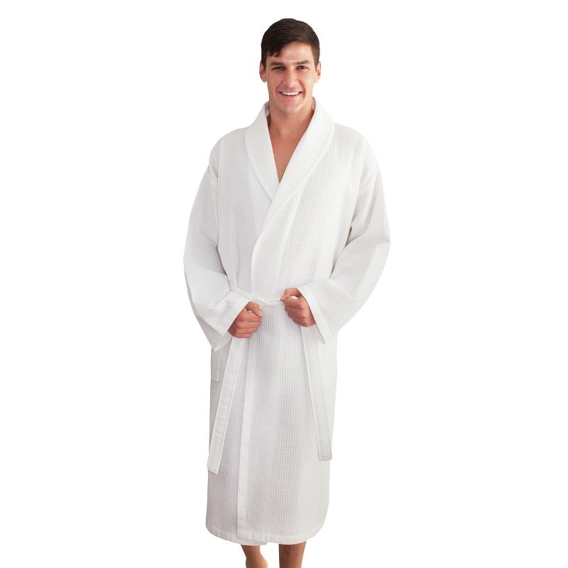 Waffle Weave Bathrobe Unisex Linum Home - White (Large/XLarge)