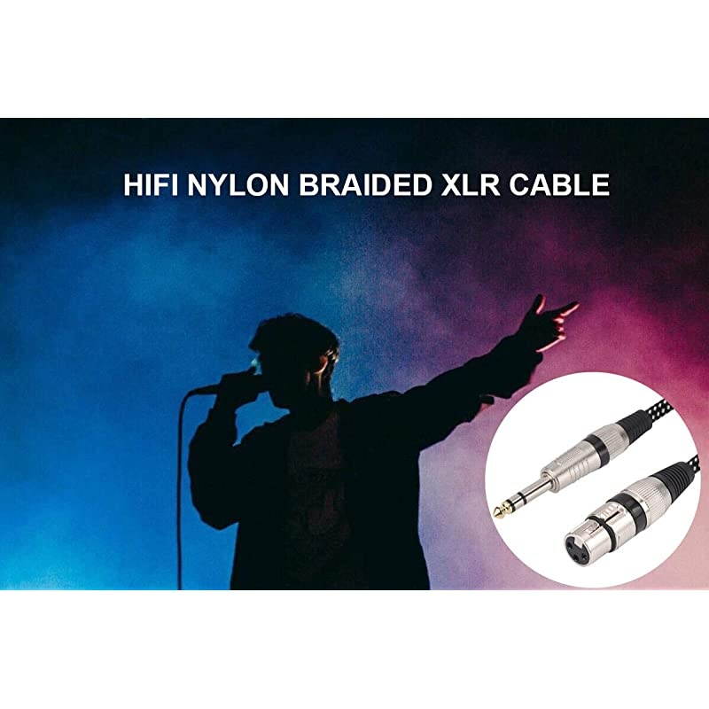 Female to 14 Inch TRS Cables 6 FT Nylong Braided 3 Pin Female to 635mm TRS Male Balanced Interconnect Wire Mic Cord for Dynamic Microphone Pure Copper Conductors