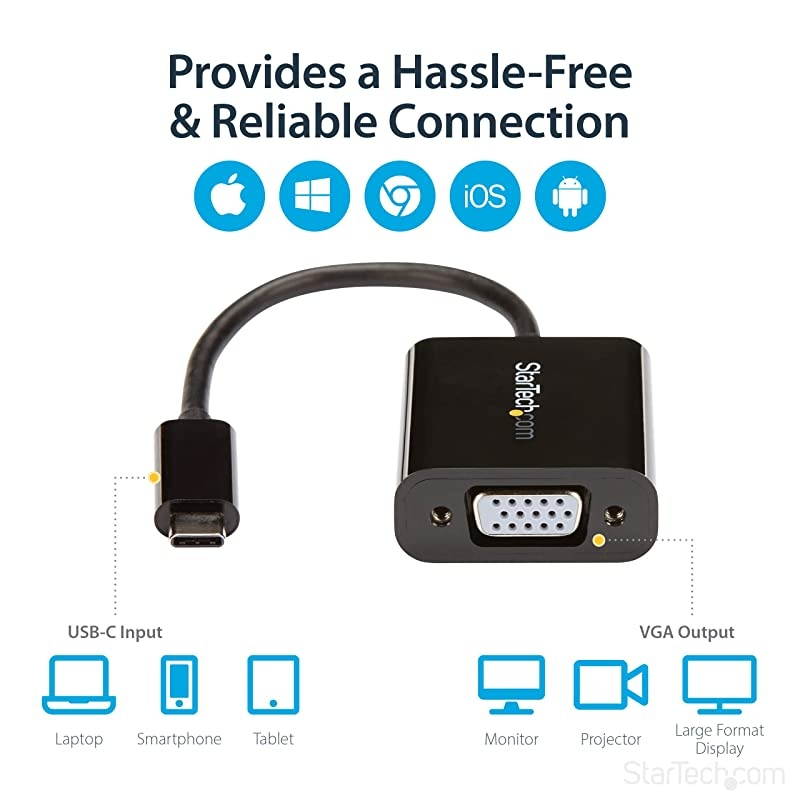 com USBC to VGA Adapter Black 1080p Video Converter For Your MacBook Pro USB C to VGA Display Dongle CDP2VGA