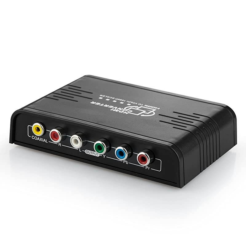 HDMI to 1080P Component Video (YPbPr) Scaler Converter Adapter with Coaxial Audio Output + R / L Audio Support Windows 10,Black