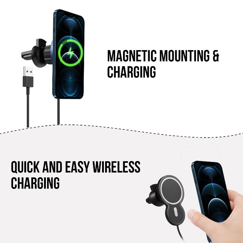 Dartwood 15W Magnetic Wireless Car Charger Compatible with iPhone 12/12 Pro/12 Pro Max/12 Mini