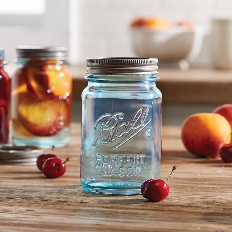 Ball 16oz 4pk Aqua Vintage Regular Mouth Jars